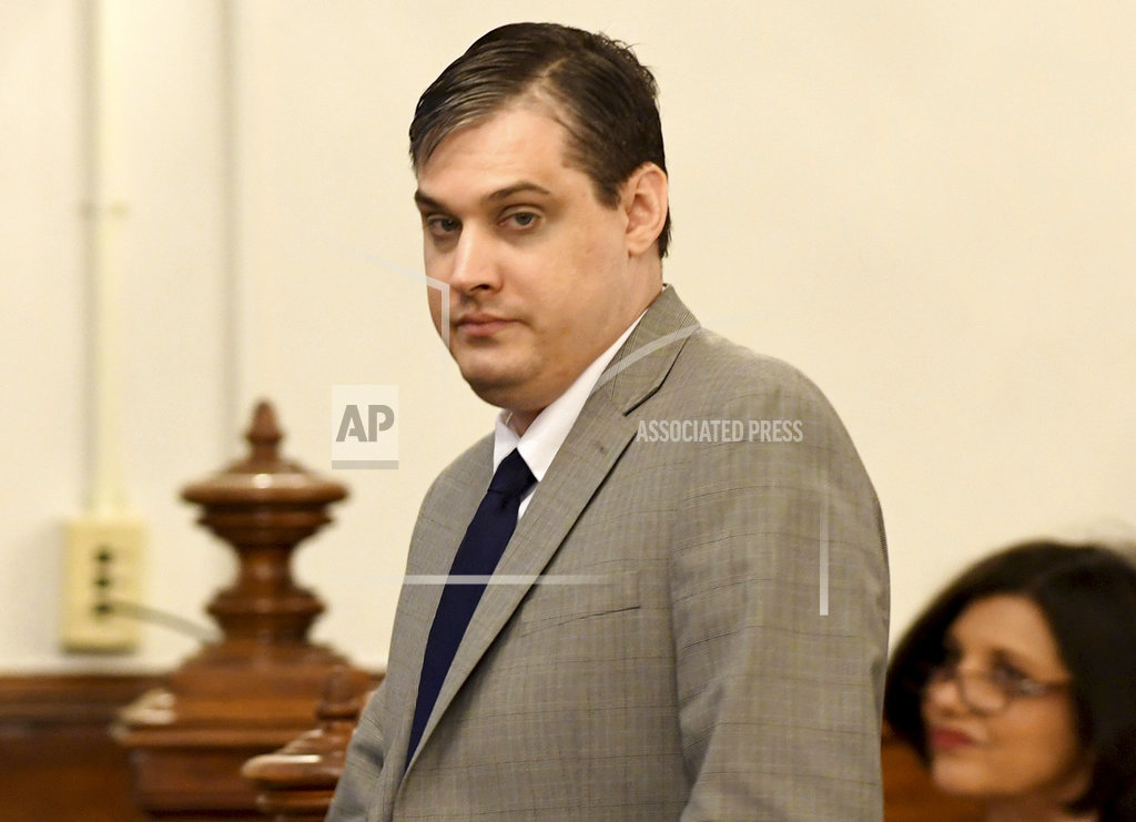 Zach Adams walks into the courtroom, Saturday, Sept. 23, 2017 for the penalty phase in Savannah, Tenn.  A Hardin County jury found  Adams guilty of all charges including felony first-degree murder, especially aggravated kidnapping, aggravated rape of Holly Bobo. Adams, 33, avoided a possible death penalty by agreeing to a sentence of life in prison plus 50 years.   (Kenneth Cummings /The Jackson Sun via AP, Pool)