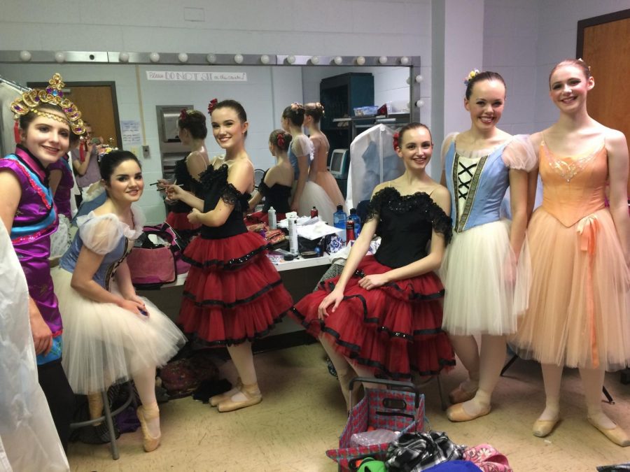 Ballet dancers ready themselves back stage in at the 36th annual Mini-Nutcracker performed by the Centennial Youth Ballet which is an extension of Metro Parks and Recreation. 