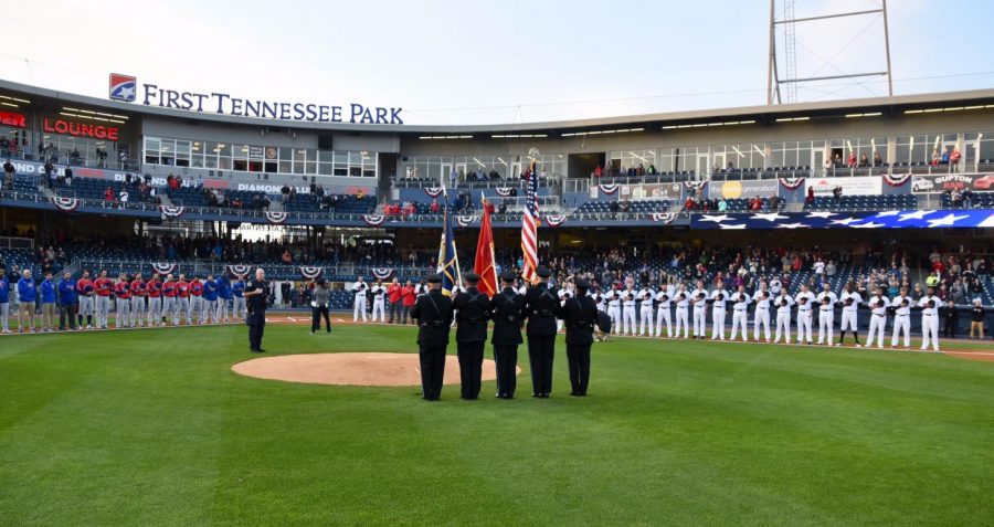 Opening+Night+Ceremonies+Tuesday%2C+April+10th+at+First+Tennessee+Park+for+the+2018+Nashville+Sounds+MiLB+season.+The+Sounds+are+a+AAA+affiliate+of+the+Oakland+As.+%28Photo+by+Nashville+Sounds+Photographer%2C+Mike+Strasinger%29