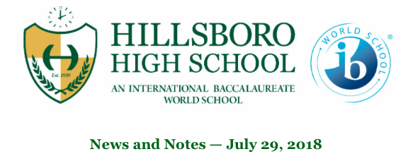 News From Hillsboro High School PTSO: 7/29/18