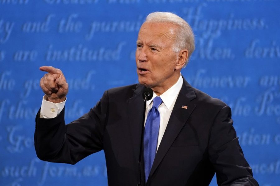 Former Vice President Joe Biden speaks at the final presidential debate at Belmont University, Oct. 22, 2020, in Nashville, Tenn.