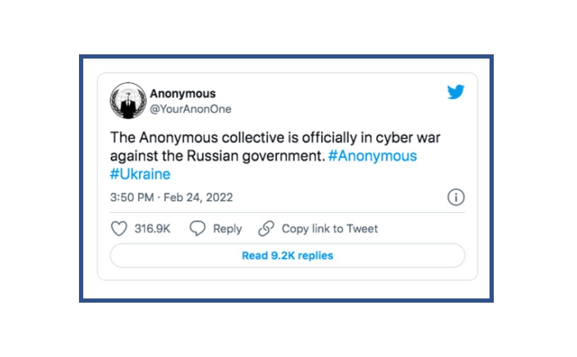 Anonymous the hacker collective declares cyberwar on Russia