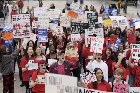 Students march from Hume Fogg High School to the State Capitol for the March For Our Lives protest against gun violence in Nashville, Tenn., on Monday, April 3, 2023. (AP Photo/George Walker IV)