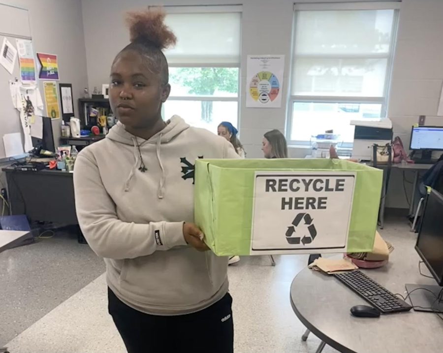 An example of the recycling bins at school.