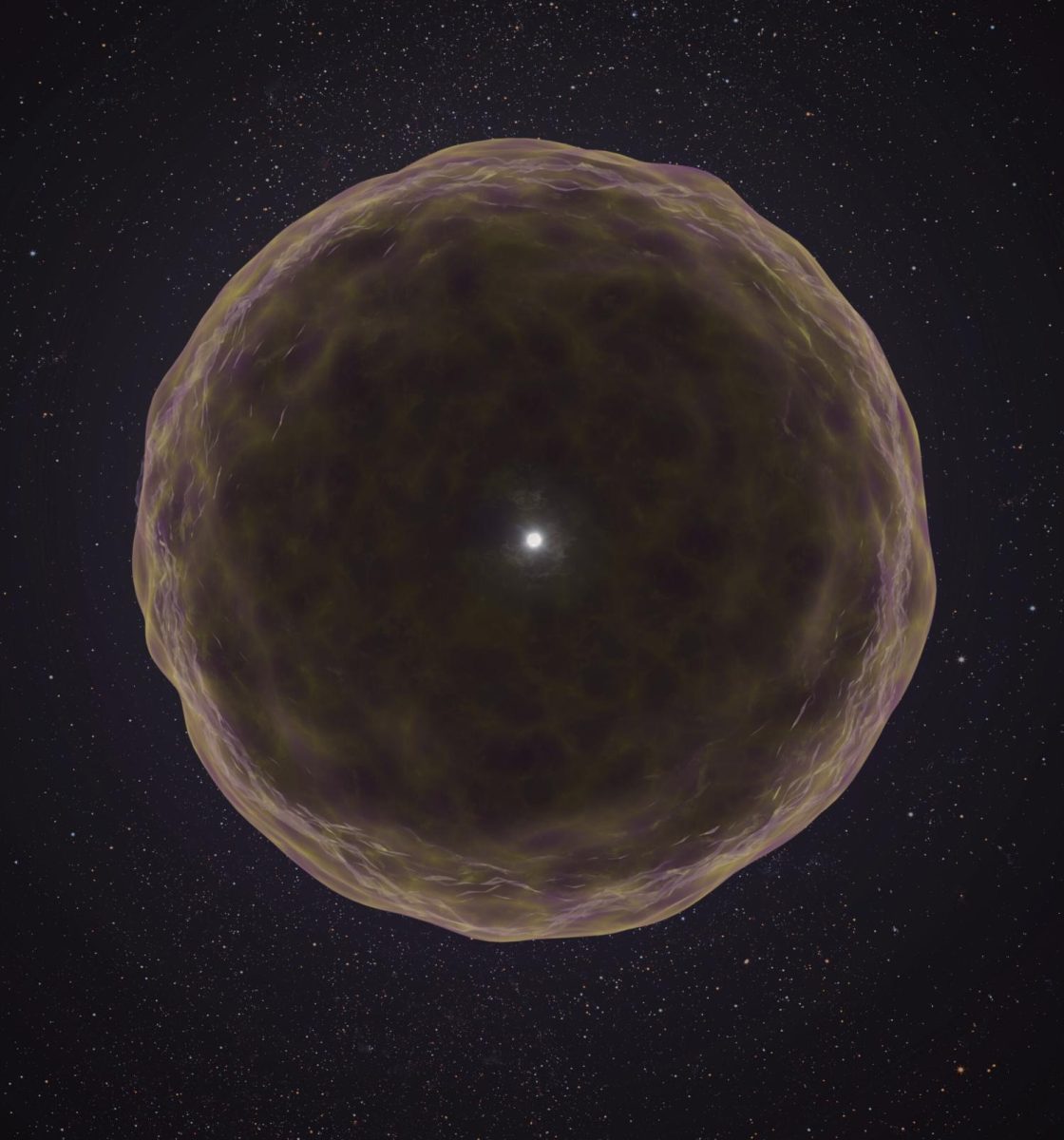This illustration provided by W.M. Keck Observatory depicts the insides of an exploding star. (Adam Makarenko/W. M. Keck Observatory via AP)
