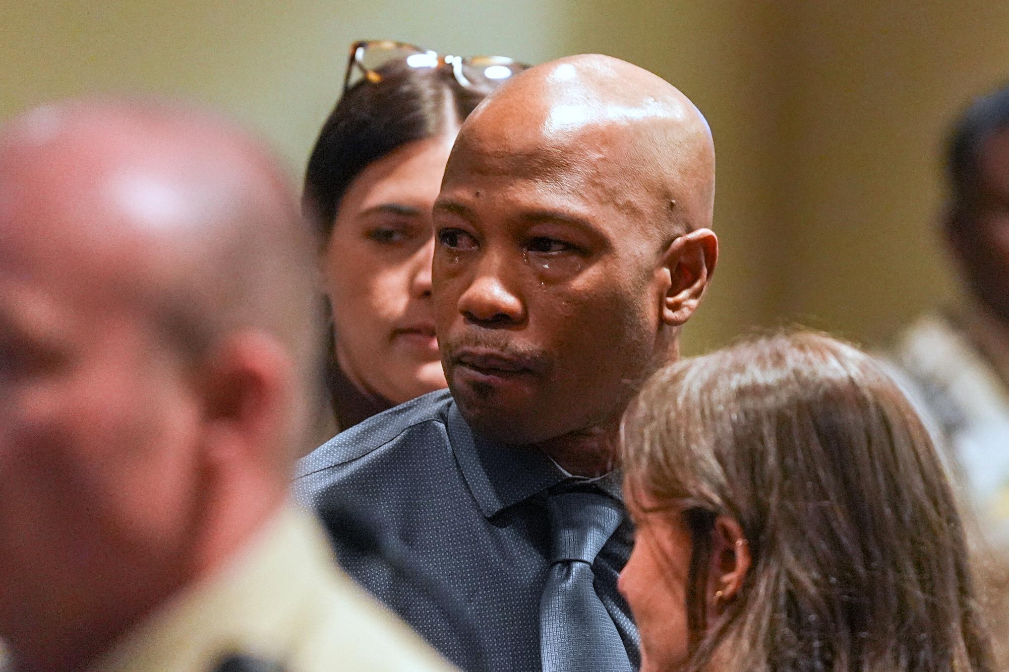 Hernandez Govan, accused of orchestrating the killing of rapper Young Dolph, reacts in the courtroom after being acquitted on all charges Thursday, Aug. 21, 2025 in Memphis, Tenn. (Chris Day/Commercial Appeal/USA Today Network via Pool)