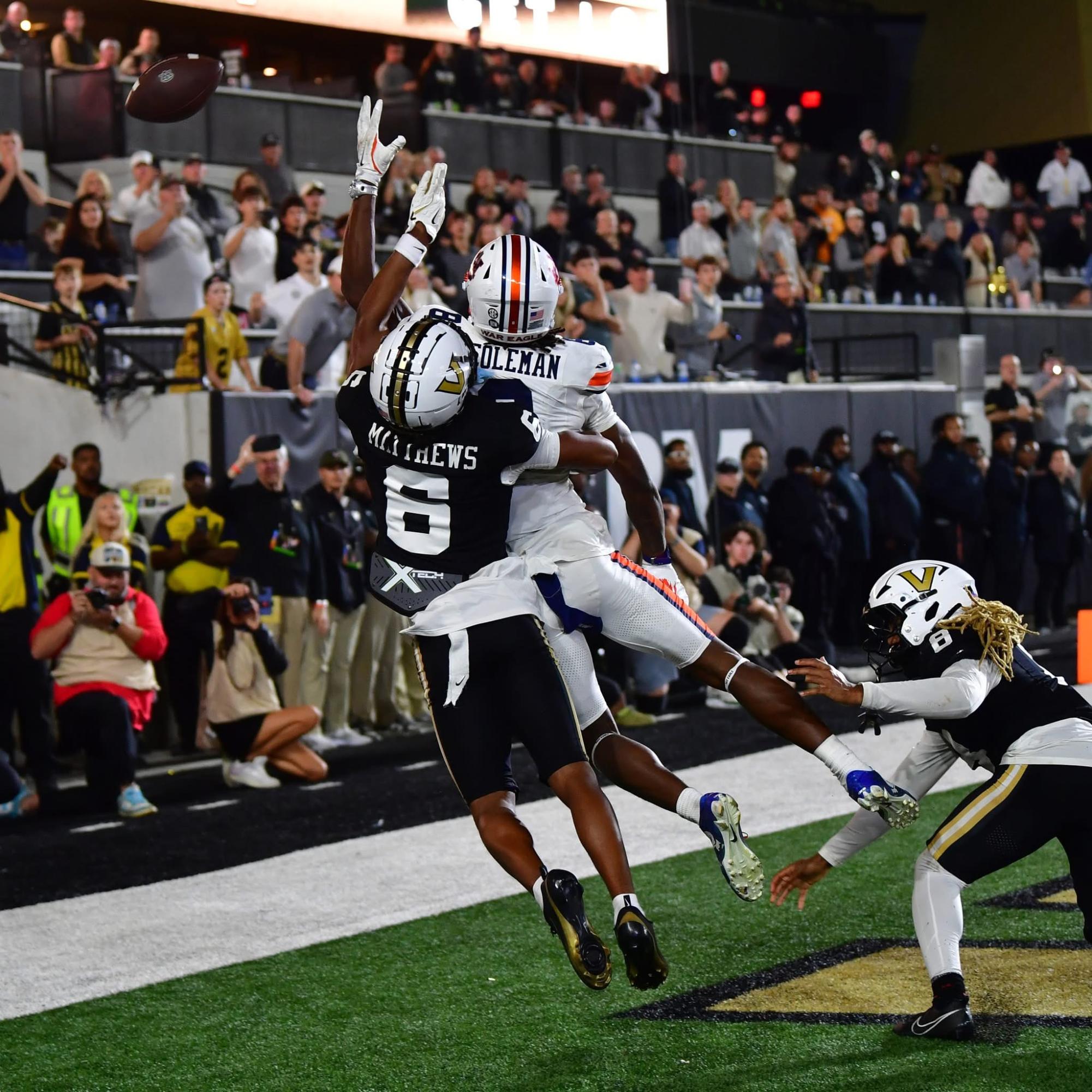 Vanderbilt beats Auburn in Overtime,45–38